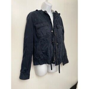 Old Navy Utility Jacket Size M Women's Navy Blue Casual military drawstring B14